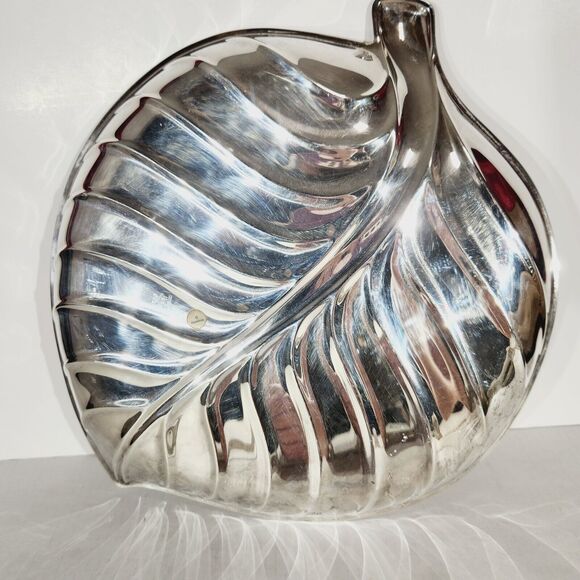 International Silver Co Leaf Serving Tray Decorative Tropical MCM Platter Plated - Picture 6 of 9